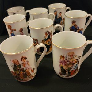 Norman Rockwell Mugs Set of 8 NWOT